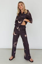 Just A Hunch Button Shirt Sun Moon Black