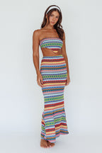 Tulum Tied Back Crop Top Blue Multi