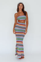 Tulum Tied Back Crop Top Blue Multi