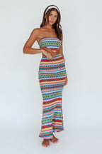 Tulum Tied Back Crop Top Blue Multi