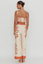 Briar Floral Wide Leg Pants Rust Beige
