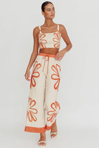 Briar Square Neck Cropped Top Rust Beige