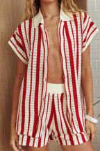 Influence Short Sleeve Knit Shirt Striped Red