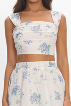Dixon Pintuck Pleat Crop Top Floral Beige