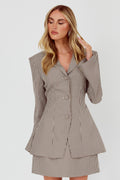 Jozie Back Tie Jacket Plaid Brown
