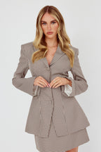 Jozie Back Tie Jacket Plaid Brown
