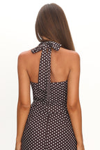 Sundrenched Button Halter Top Polka Dot Chocolate