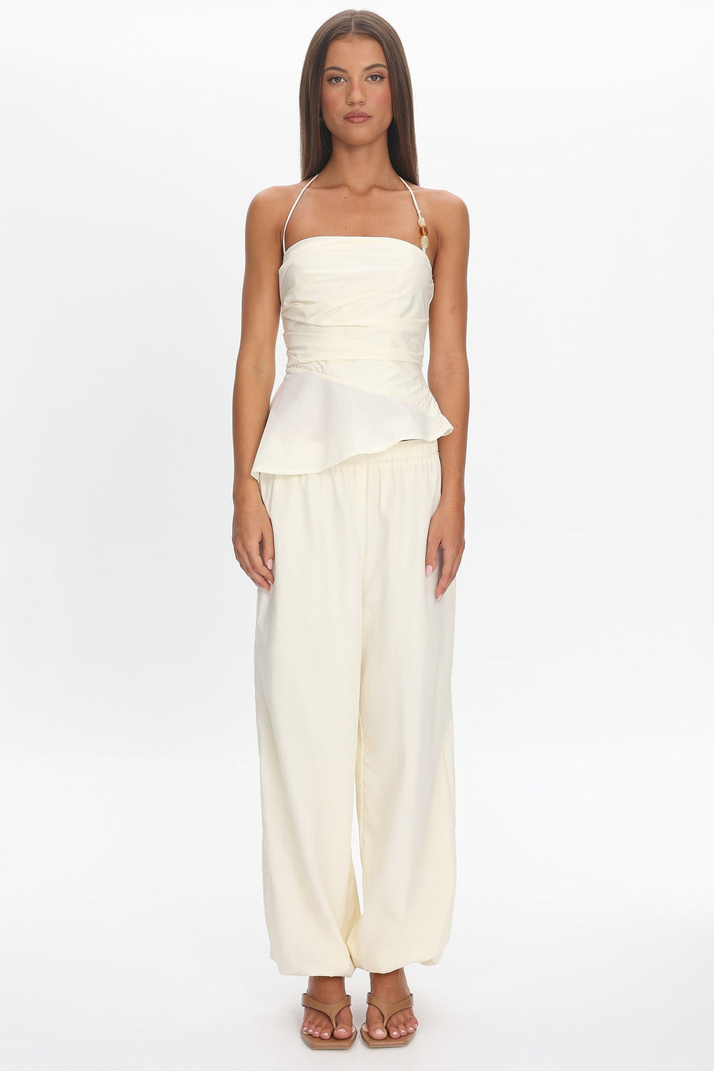 Tilah Drawstring Balloon Pants Cream