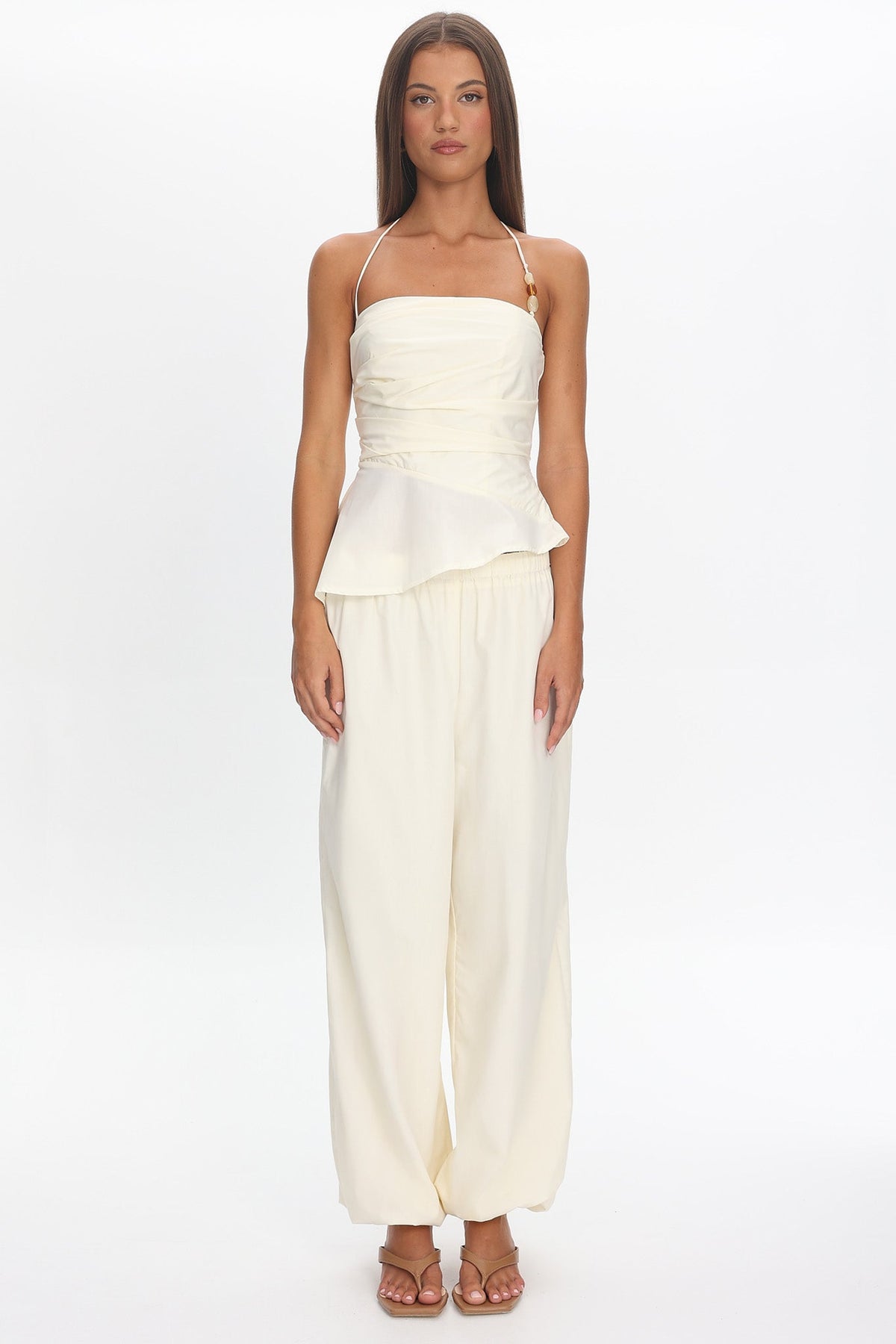 Tilah Drawstring Balloon Pants Cream