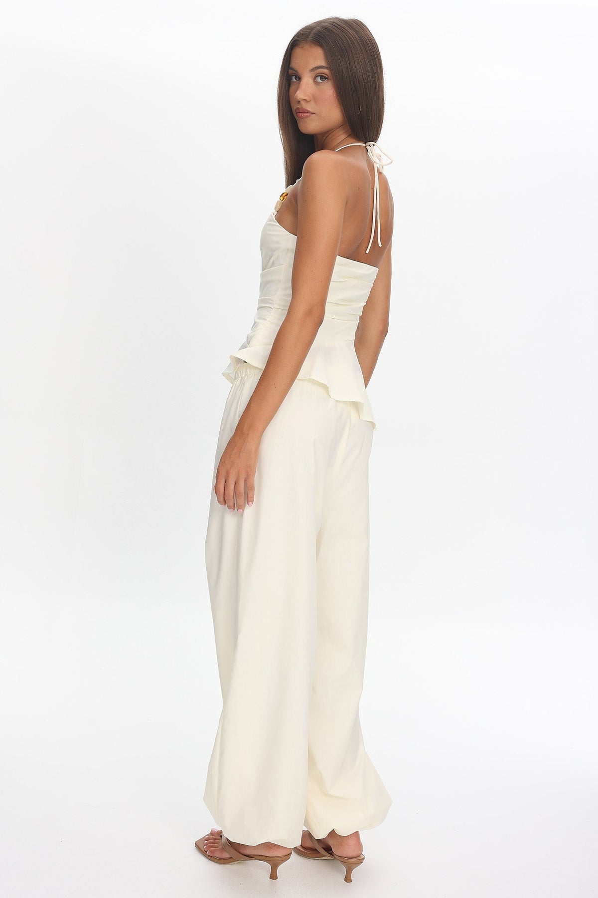 Tilah Drawstring Balloon Pants Cream