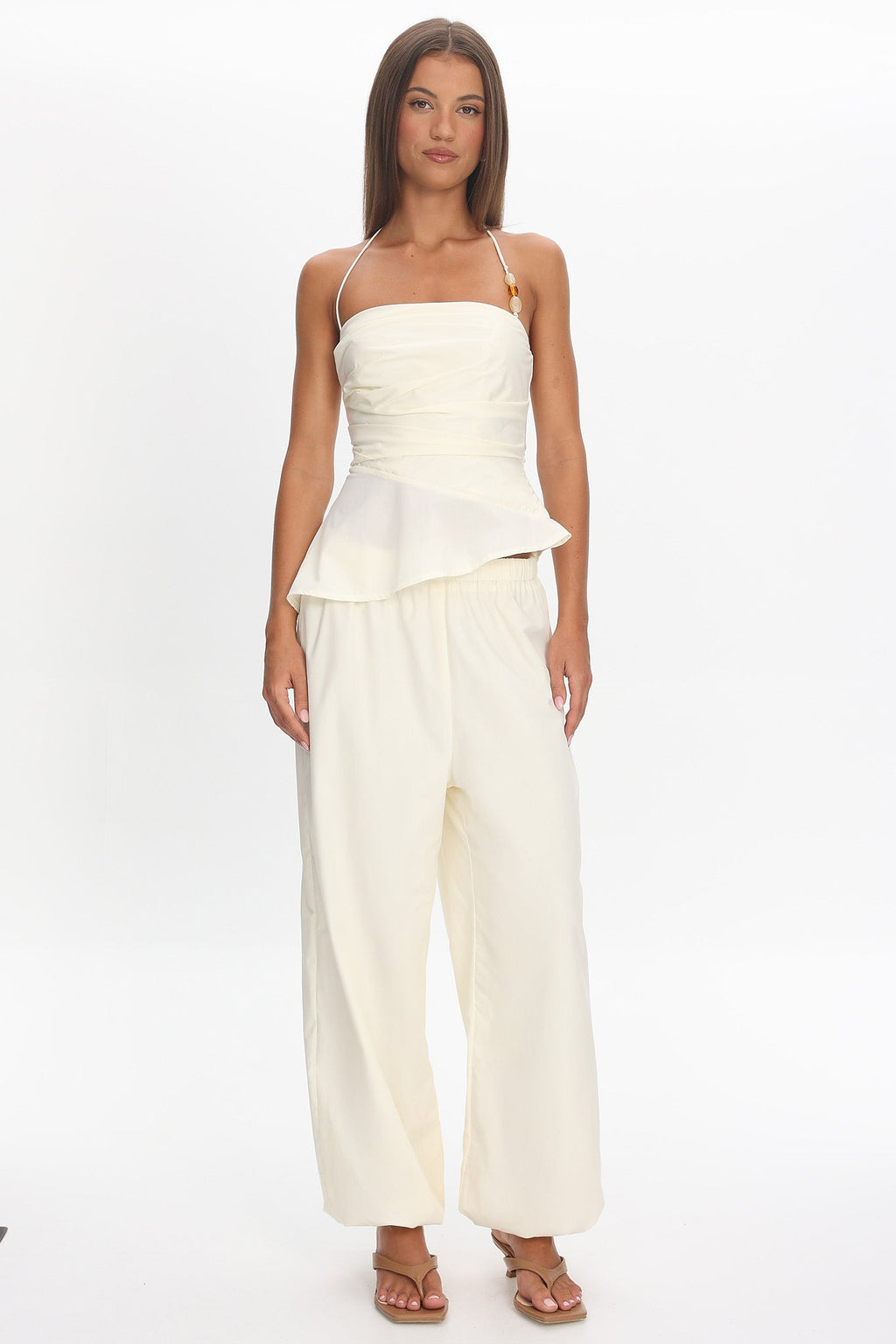Tilah Drawstring Balloon Pants Cream