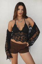 Leyli Scalloped Lace Halter Cami Top