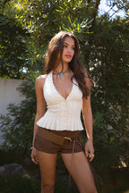 ALANA Chiffon Lace Halter Top