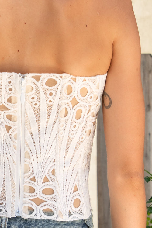 CALISTA Crochet Lace Sheer Corset Top