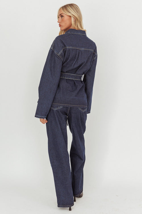 Belisse Straight Leg Pants Denim Blue