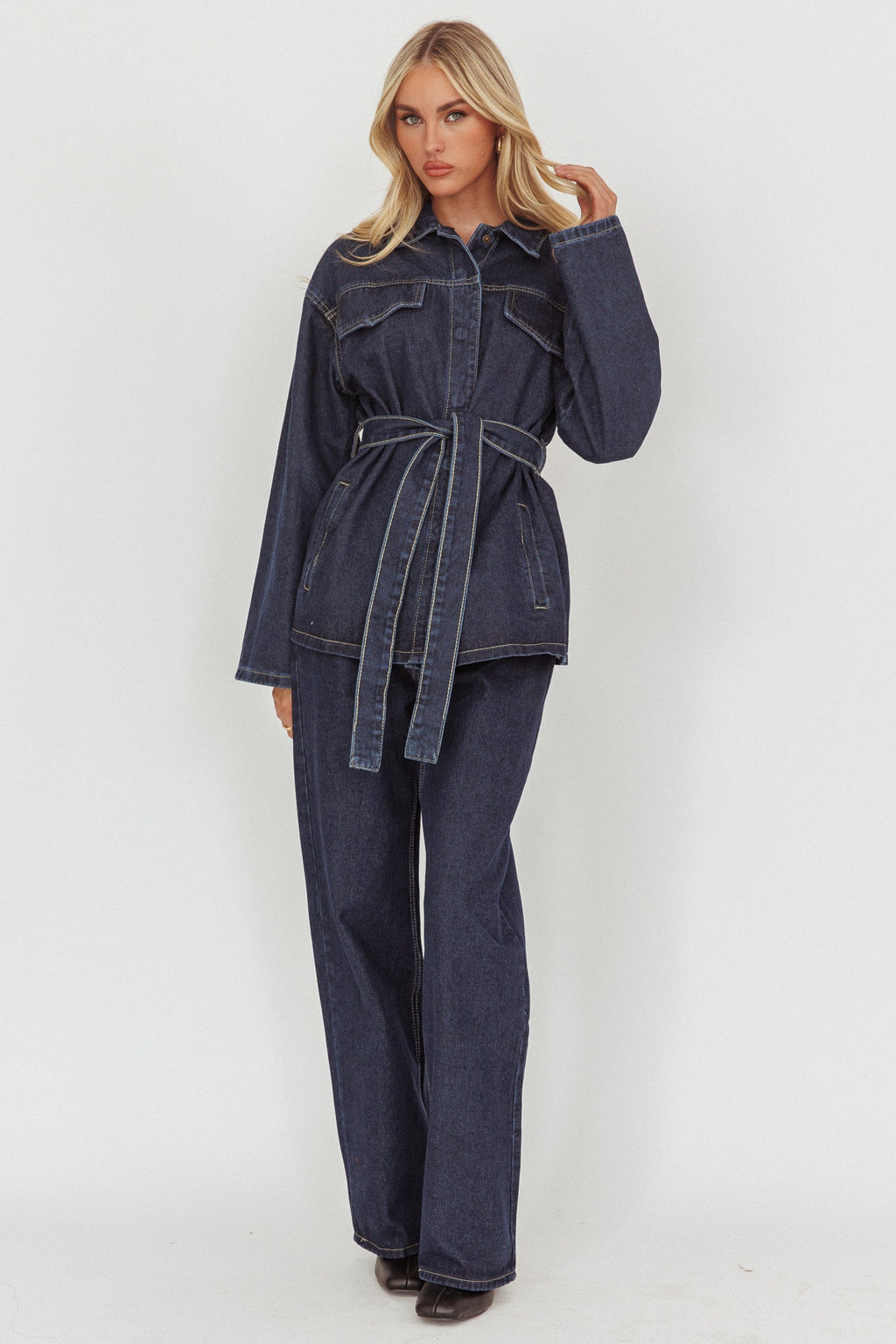 Belisse Straight Leg Pants Denim Blue