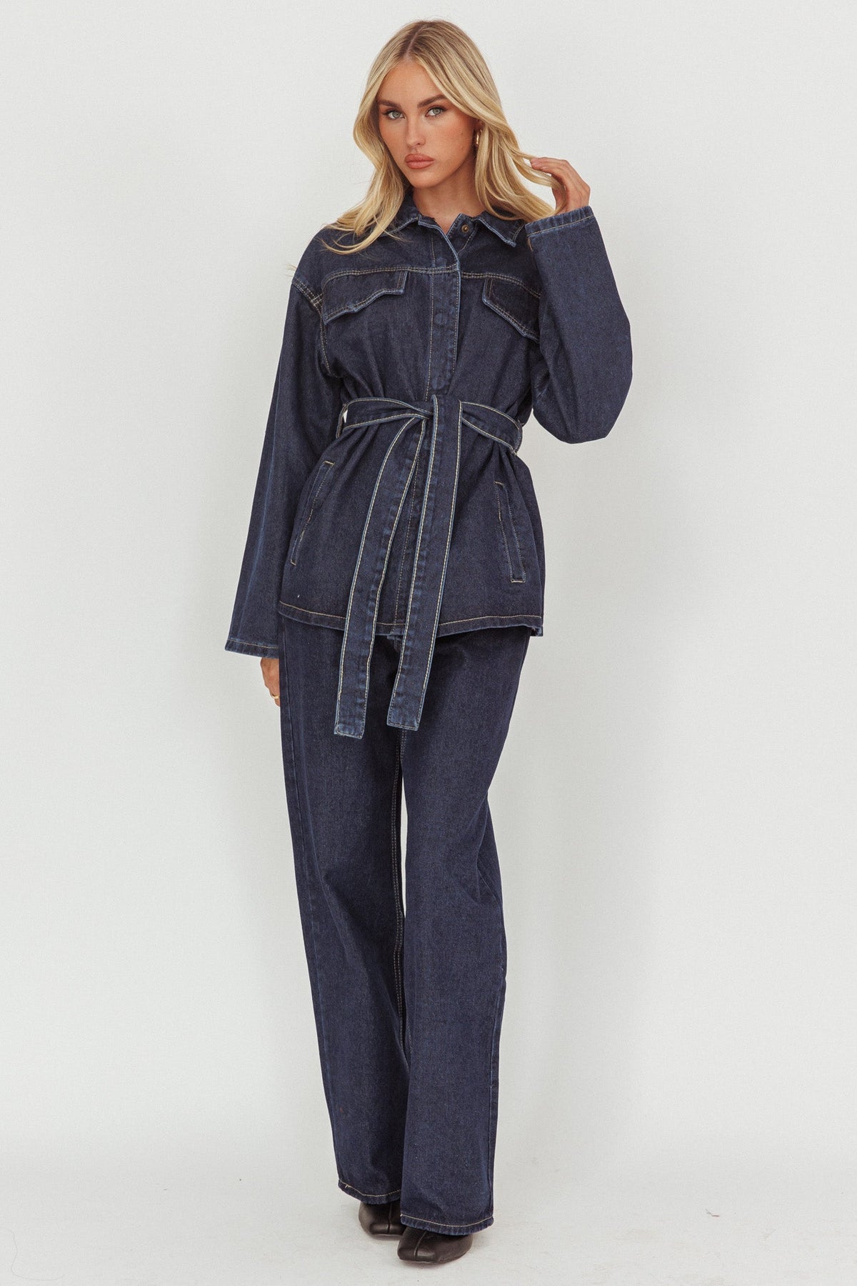 Belisse Straight Leg Pants Denim Blue