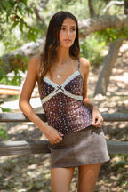 BAMBII Sheer Mesh Deer Print Cami Top