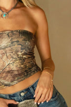 DELTA Camo Print Jersey Longline Bandeau Top