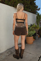 CAMOURA Woodland Camo Mesh Lace Cami Top