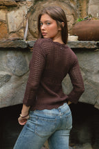 ASHLYN Crochet Scalloped V-Neckline Cardigan