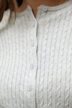 KRISTY Cable Knit Basic Long Sleeve Cardigan