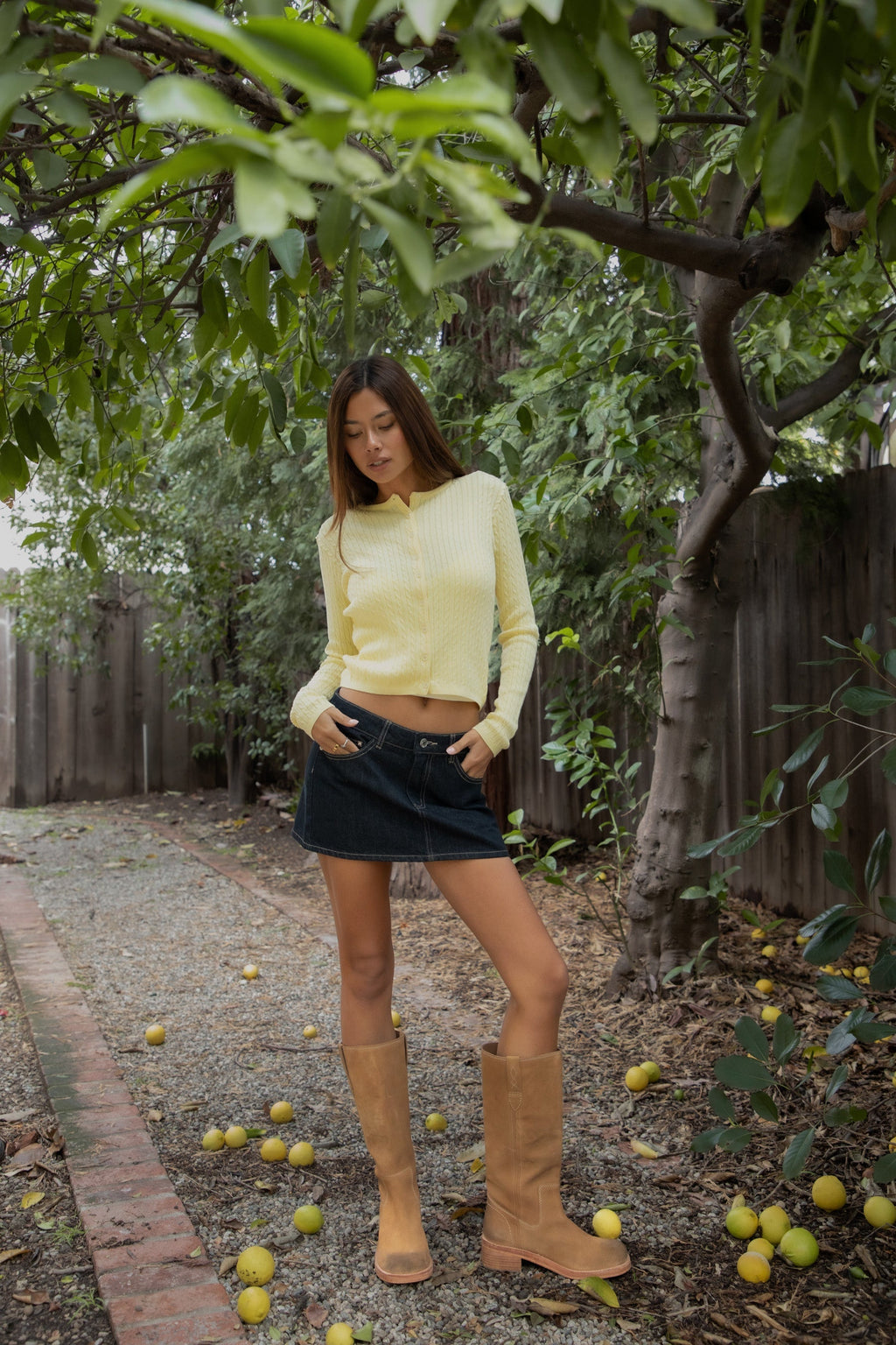 KRISTY Cable Knit Basic Long Sleeve Cardigan