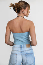 Angie Distressed PU Corset Top