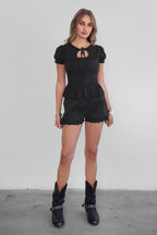 Agatha Rayon Ruffle Blouse Top