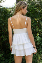 GLARA Tiered Ruffle V-Neck Babydoll Top