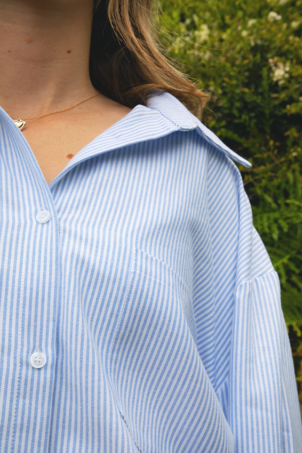 BLAIRE Stripe Oversized Button Down Shirt