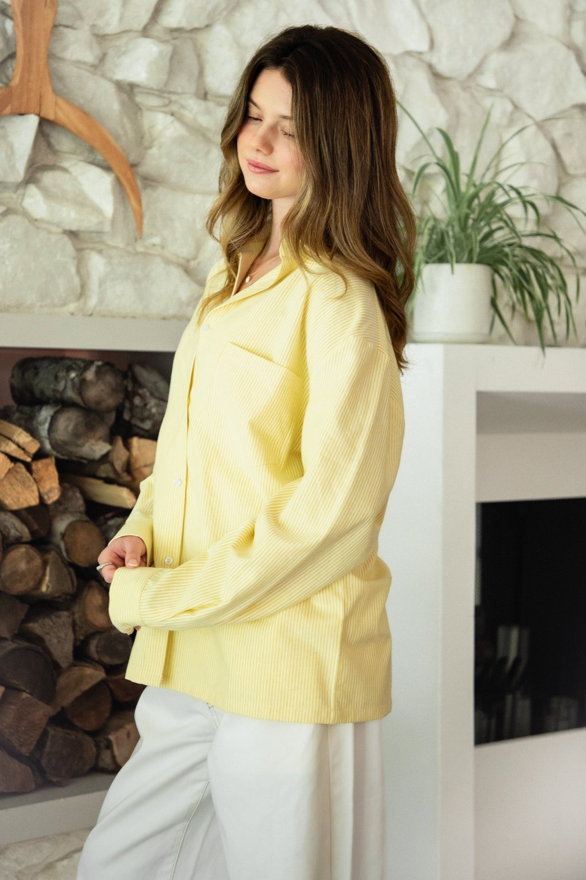 BLAIRE Stripe Oversized Button Down Shirt
