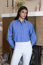 HAMPTON Classic Stripe Collared Cropped Poplin Shirt
