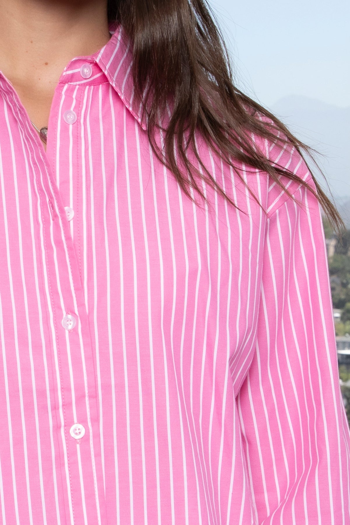 HAMPTON Classic Stripe Collared Cropped Poplin Shirt