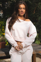 LANA Off Shoulder Cloud Fleece Top