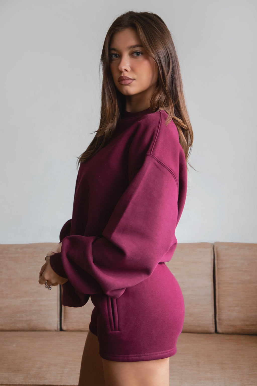 LANI Cloud Fleece Crew Neck Pullover Sweatshirt