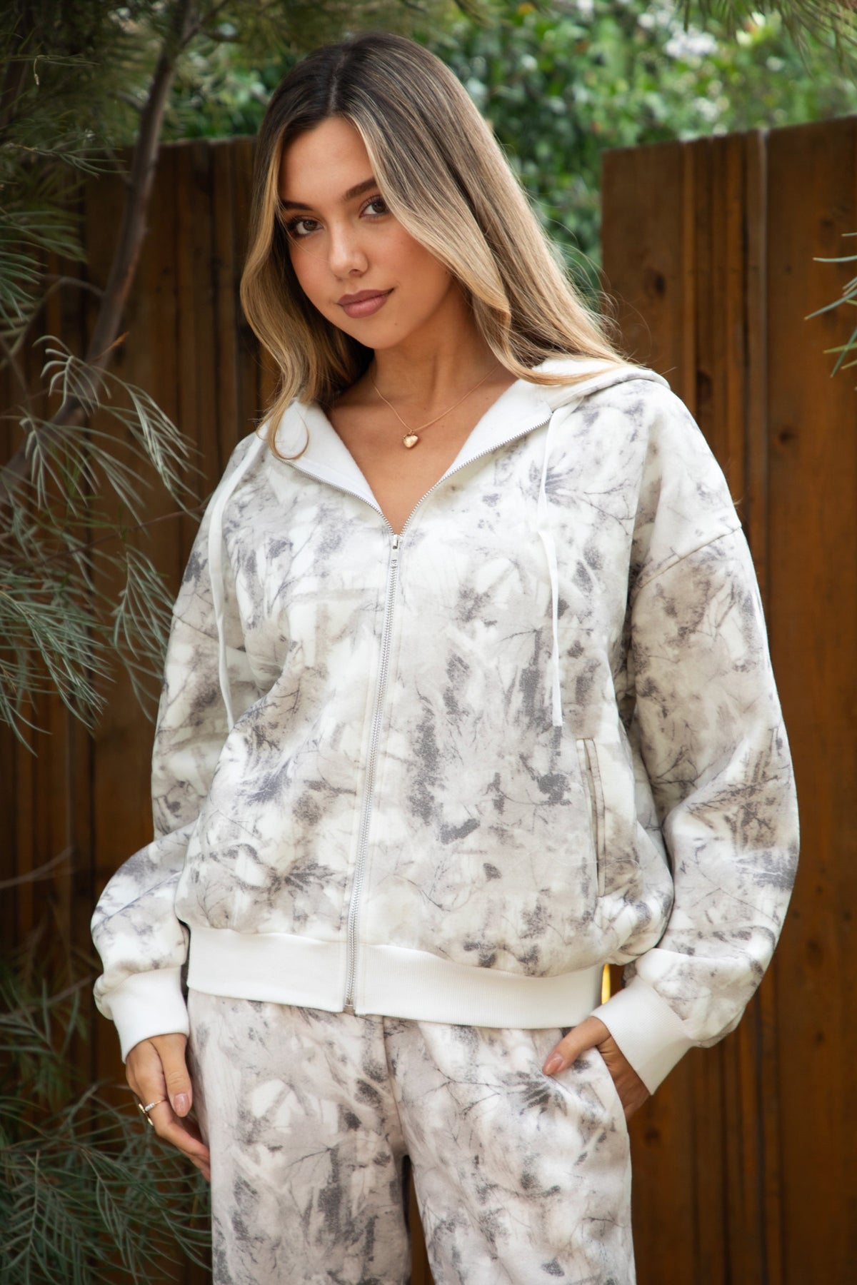 AVERY Light Camo Cloud Fleece Hoodie Zip Up