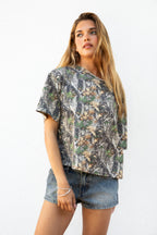 BAYOU Camo Print Oversized One Shoulder T Shirt