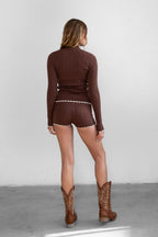 Cline Cable Knit Two-Piece Lounge Short Set