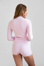 Cline Cable Knit Two-Piece Lounge Short Set