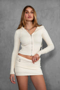 COZEE Cropped Zip-Up Hoodie and Skirt Set
