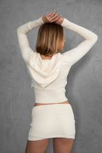 COZEE Cropped Zip-Up Hoodie and Skirt Set