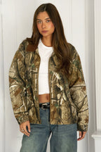 LAUREL Oversized Corduroy Collar Camo Jacket [Pre-order]