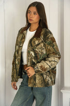 LAUREL Oversized Corduroy Collar Camo Jacket [Pre-order]