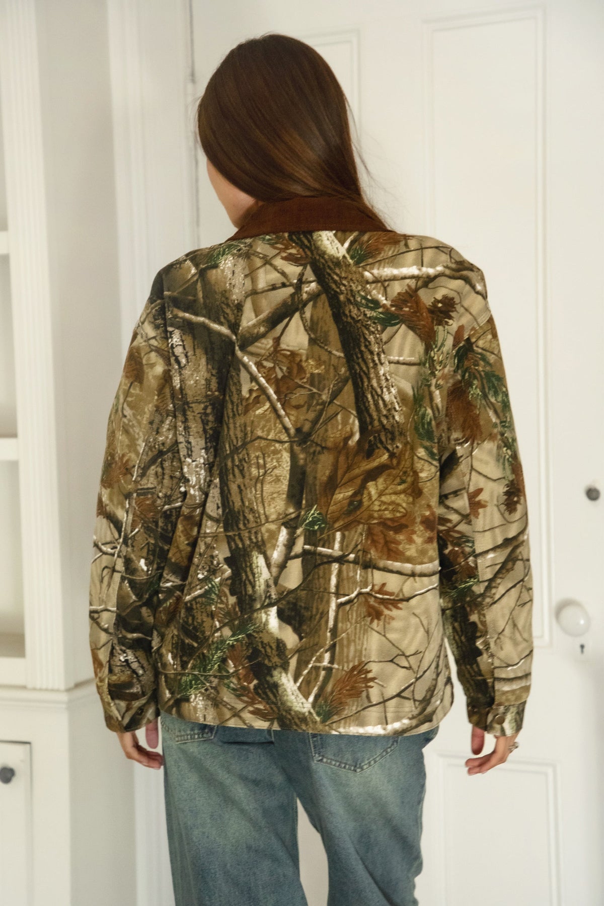 LAUREL Oversized Corduroy Collar Camo Jacket [Pre-order]