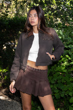 FLINT Washed Solid Twill Cropped Jacket