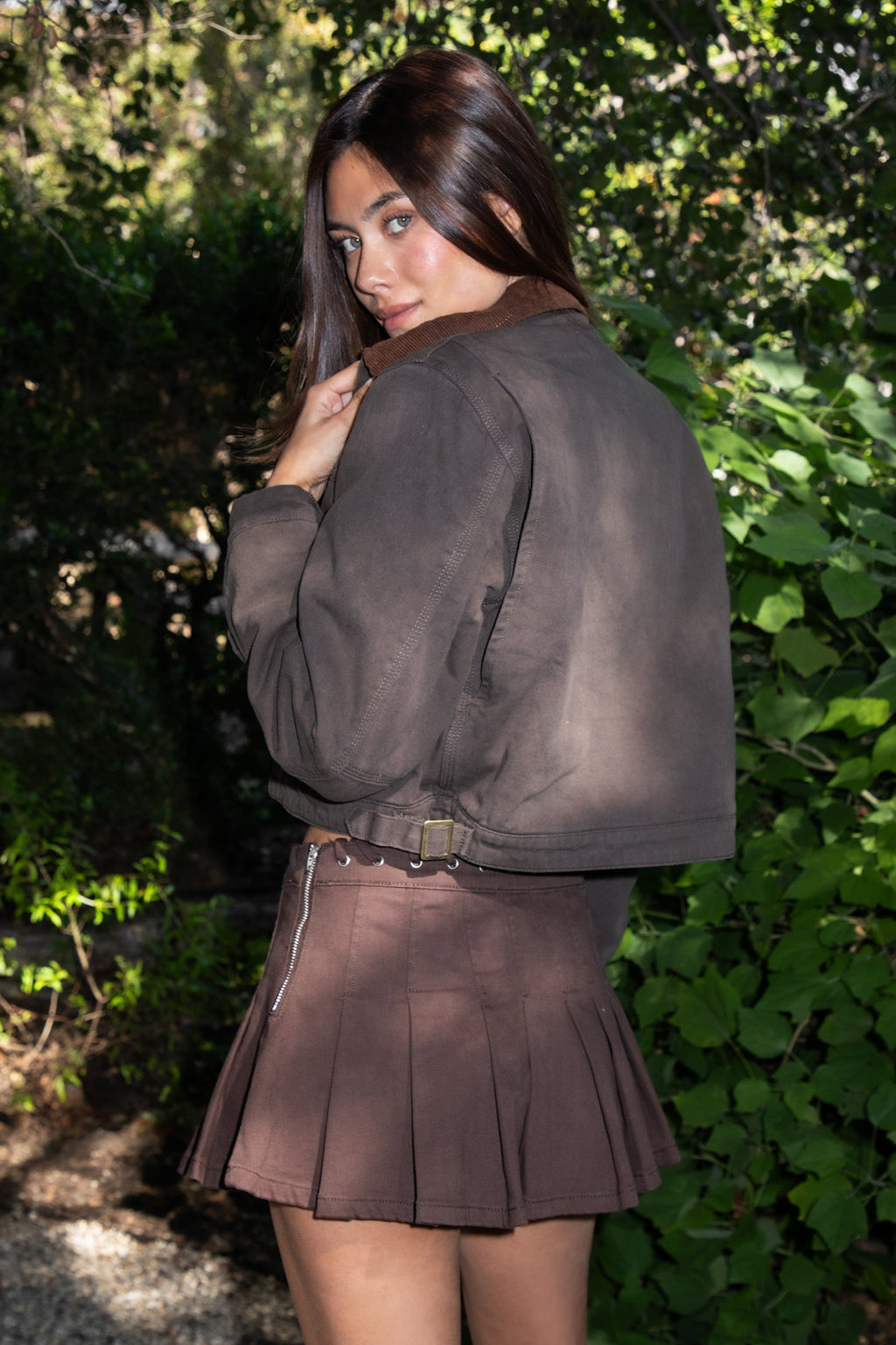 FLINT Washed Solid Twill Cropped Jacket