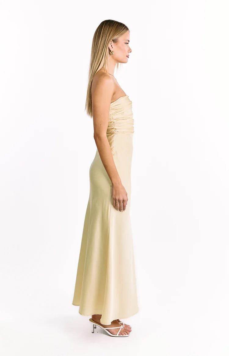 Alexia Yellow Strapless Maxi Dress