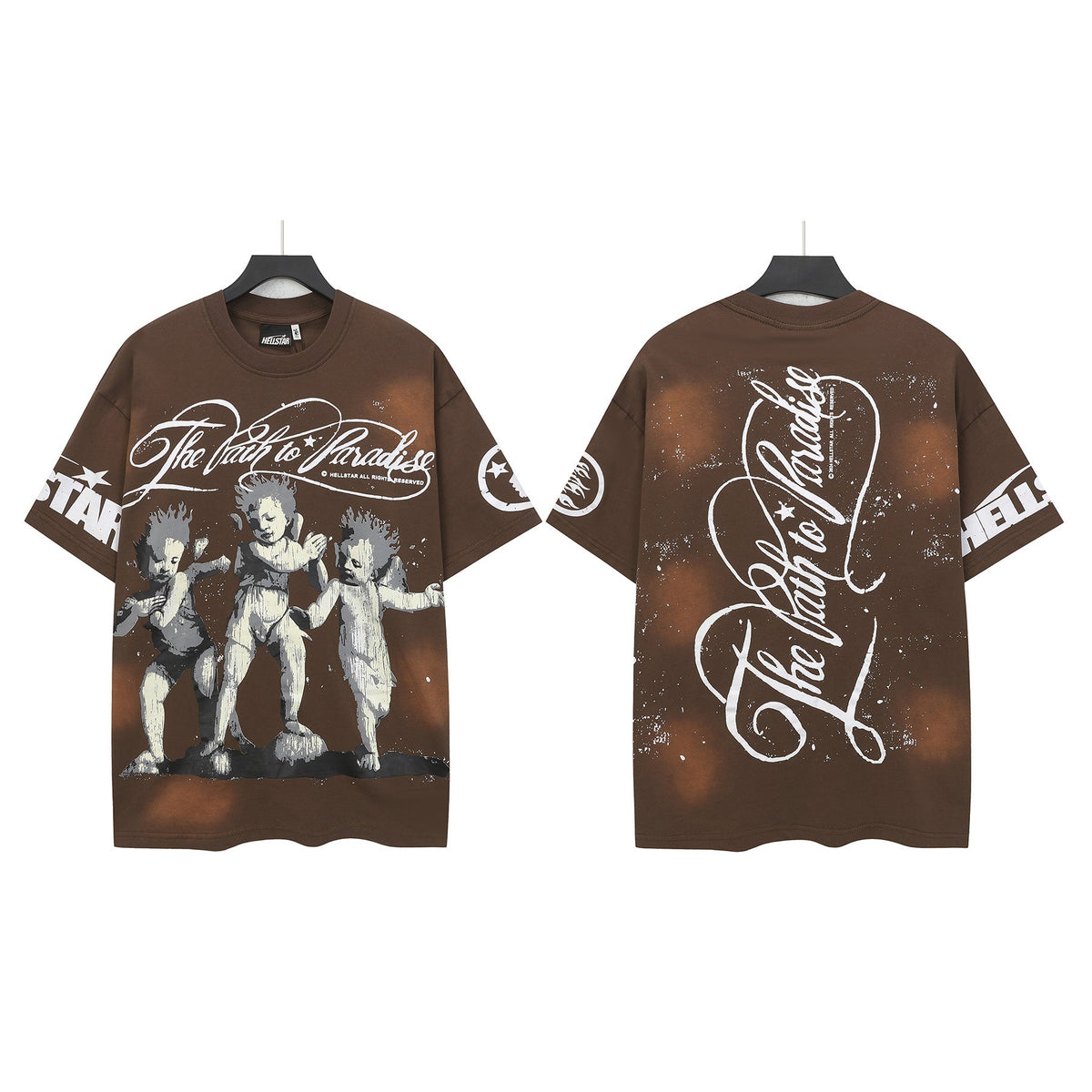 Hellstar Path to Paradise Cherub Graphic Tee Brown