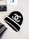 Chanel CC Colorblock Knitted Rib Cold Hat #390620